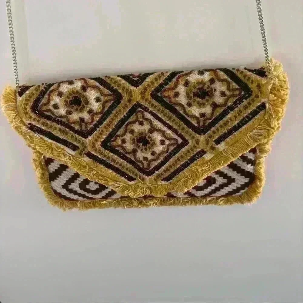 Promod Multi Beaded Fringe Clutch medium multicolor